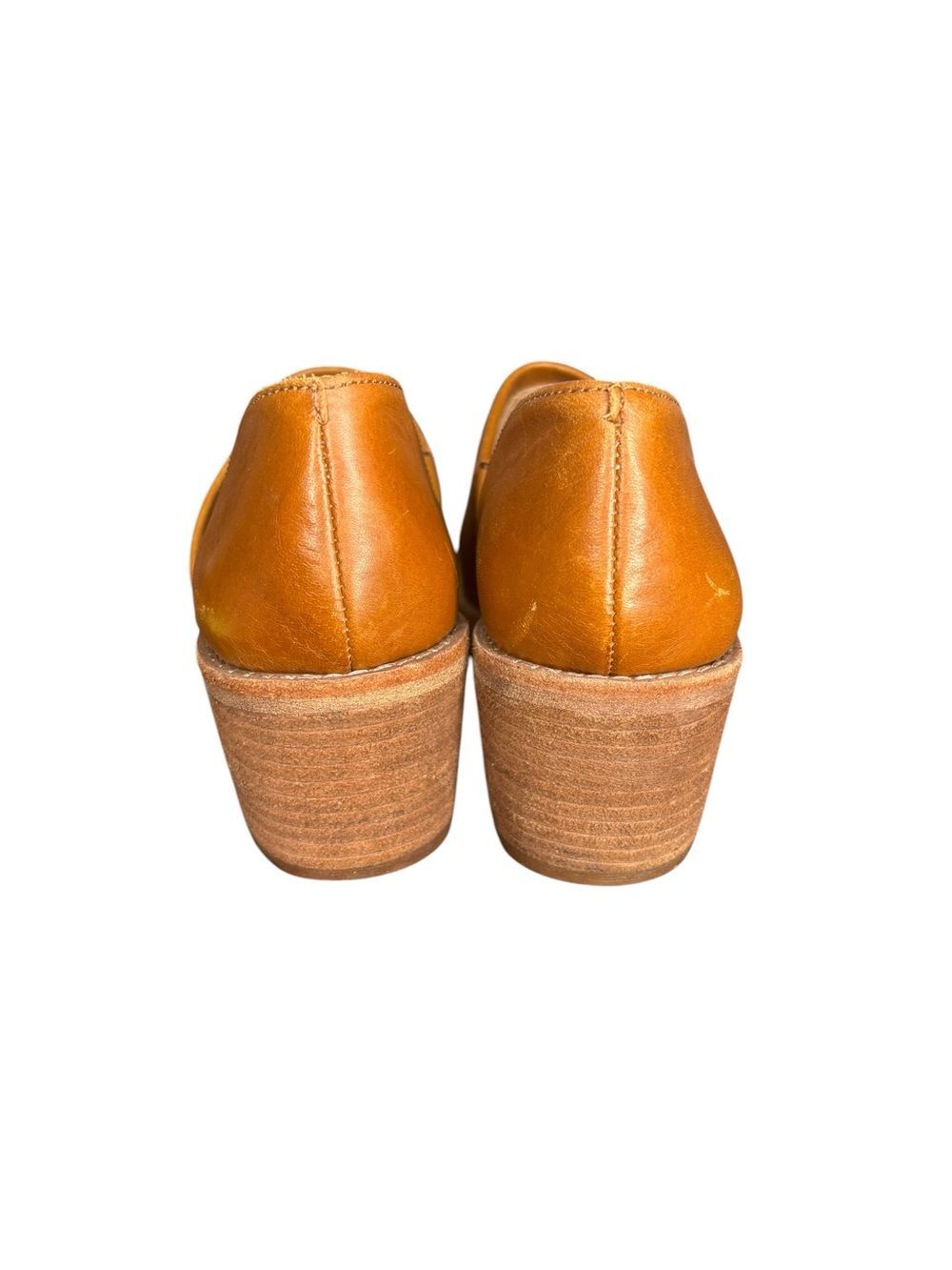 Madewell The Brady Lowcut Booties in English Saddle Block Heel Leathet Size 6.5 - Picture 4 of 10